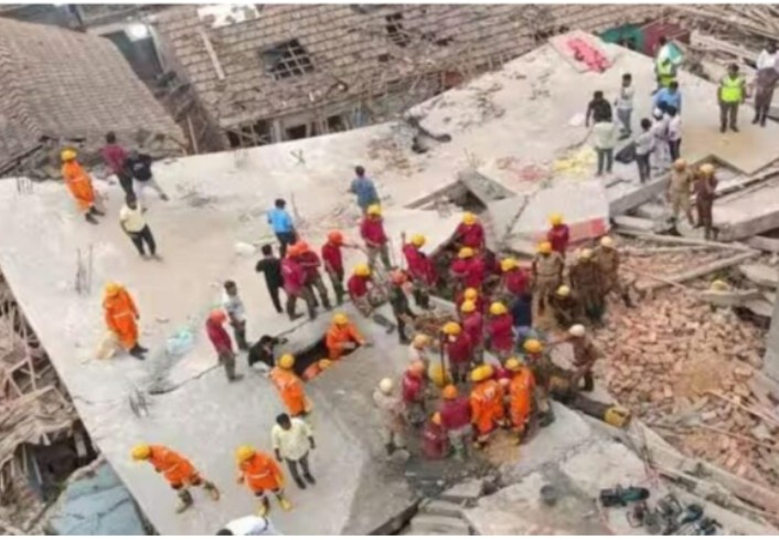 निर्माणाधीन 5 मंजिला  इमारत गिरने से बड़ा हादसा, 2 की हुई मौत, मलबे में और लोगों के फंसे होने की आशंका…
